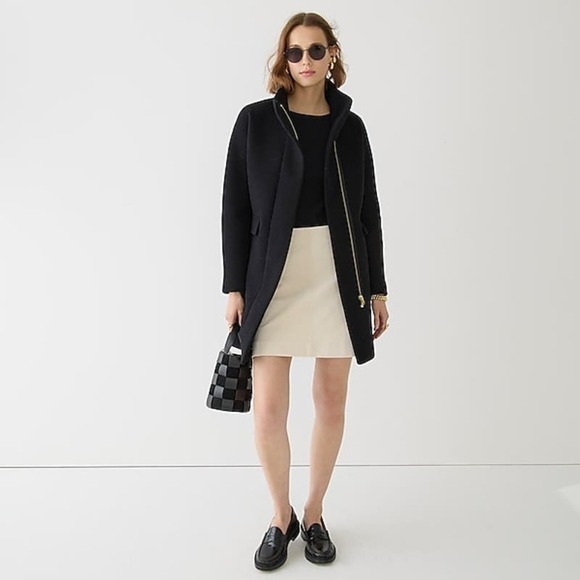J. Crew Stadium Cloth by Nello Gori Wool Blend Cocoon Coat Black Size 6